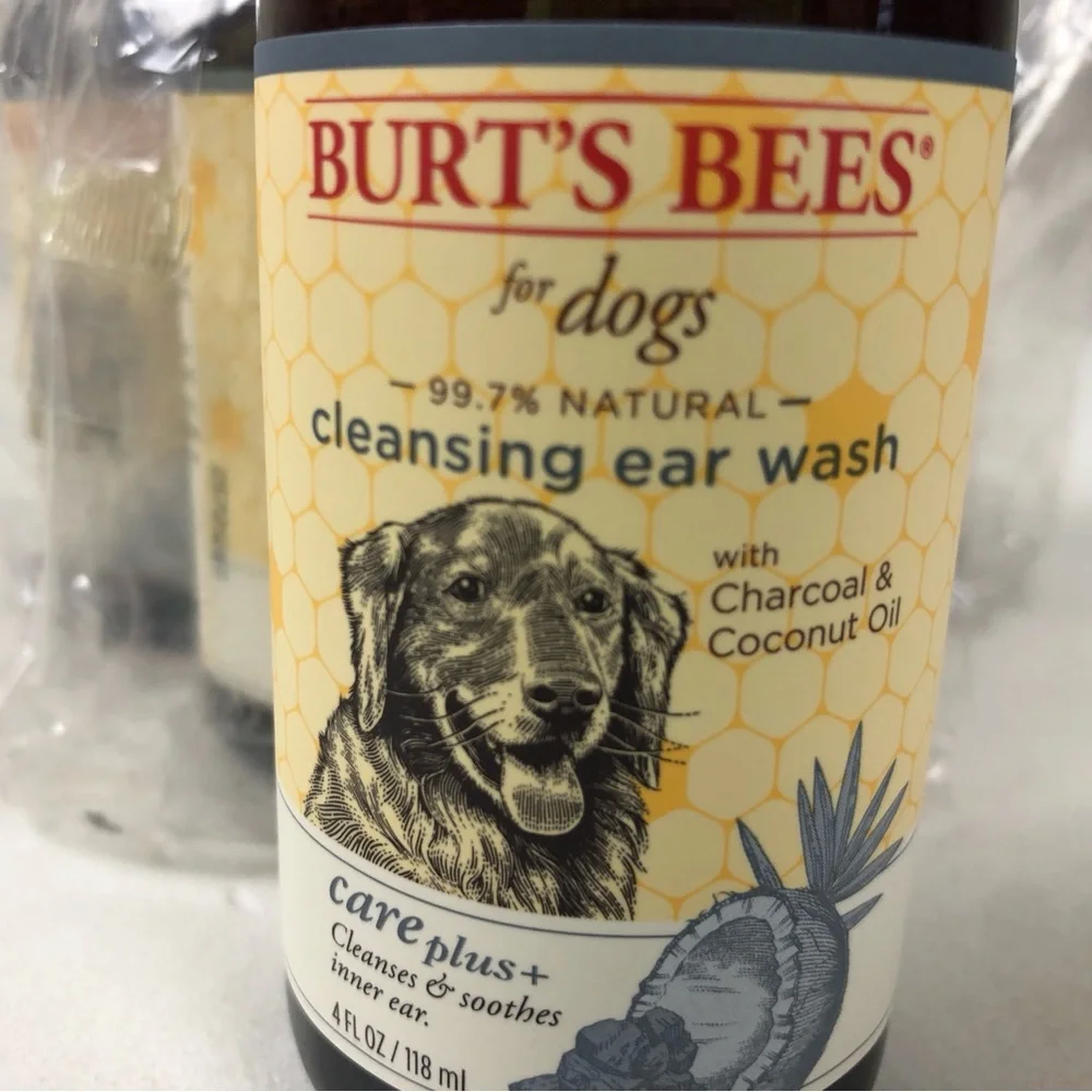 Burt’s Bees Care + Plus Charcoal & Coconut Dog Cleansing Ear Rinse Set of 4 New